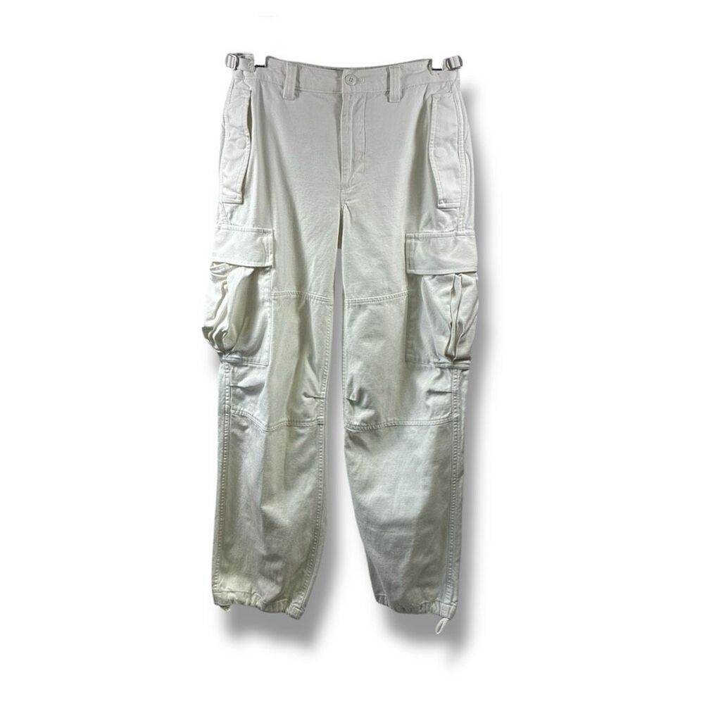 TNA Aritzia Supply Cargo Relaxed Adjustable Pants in Ivory Size 2